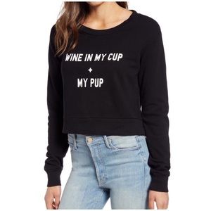 NWT Wildfox “Wine + Dog” Cropped Pullover